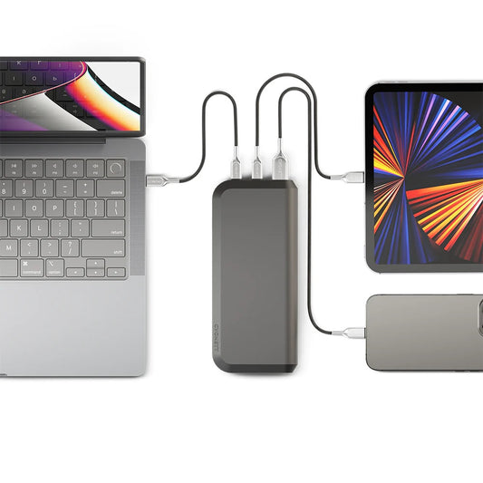 Cygnett ChargeUp Pro 20K mAh Laptop Power Bank - Black(CY4130PBCHE),2xUSB-C(65W PD/18W),1xUSB-A 18W,Total 65W,USB-C Cable,Triple Port,2 Years Warranty