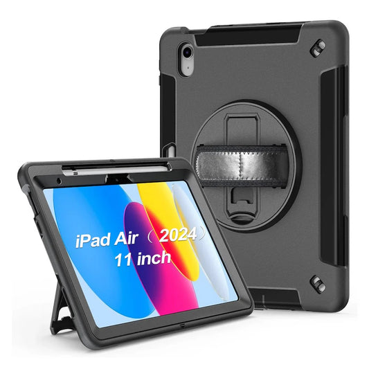 USP Rugged Apple iPad Air (11") (M3/M2)/ iPad Air (10.9") (5th/4th Gen)/ iPad Pro (11") (6th/5th/4th/3rd Gen) Case Black - Built-in-Kickstand