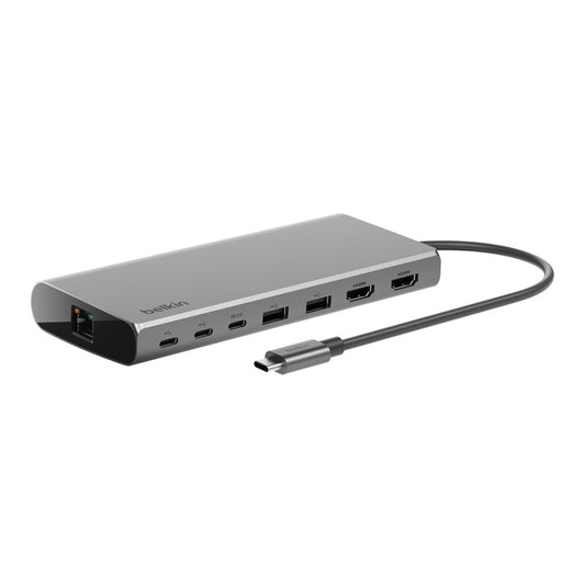 Belkin Connect Universal USB-C 8-in-1 Dual Display Core Hub - Space Grey (INC015btSGY-CZ), 100W PD, 10Gbps, USB-C  USB-A Ports, 2 Years Warranty