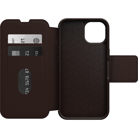 OtterBox Strada Apple iPhone 16e / iPhone 14 Case Brown - (77-89657), DROP+ 3X Military Standard, Leather Folio Cover, Card Holder, 7 Years Warranty