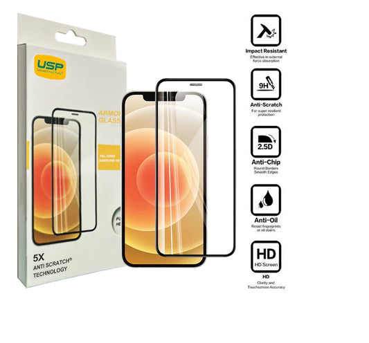 USP Apple iPhone SE (3rd  2nd Gen) and iPhone 8/7 Armor Glass Full Cover Screen Protector - Black, 5X Anti Scratch Technology, Anti-fingerprint