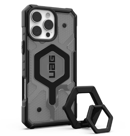 UAG Pathfinder Clear MagSafe Apple iPhone 16 Pro Max (6.9") Rugged Case + Black Ring Stand- Ash(1144651BV02), 10 Years Warranty