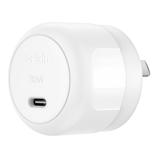 Belkin BoostCharge Compact 30W USB-C PD 3.1 Wall Charger - White (WCA008auWH),Dynamic Power,Safe  Efficient, Compact  Travel-Ready, 2 Years Warranty
