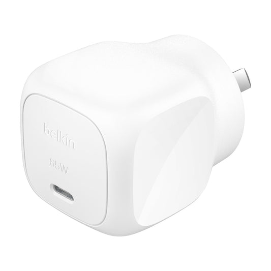 Belkin BoostCharge 65W USB-C PD 3.1 Cubic Wall Charger - White (WCA011auWH), Portable  Powerful, Laptop, Tablets, CEW $2500, 2 Years Warranty