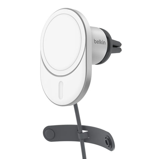 Belkin BoostCharge Pro Magnetic Qi2 Wireless Car Charger + USB-C to USB-C Cable (1.2M) - White (WIC008btGR-V2), 20W, Apple iPhone, 2 Years Warranty