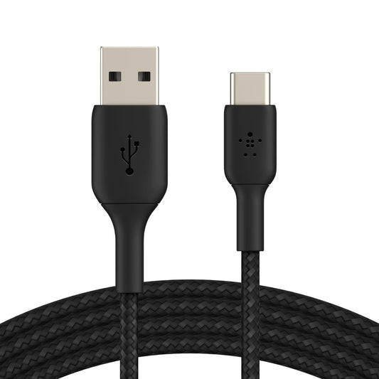 Belkin BoostCharge Braided USB-C to USB-A Cable (3M) - Black (CAB002bt3MBK), 15W, 480Mbps, 30K+ Bends,Samsung Galaxy,USB-IF Certified,2 Years Warranty