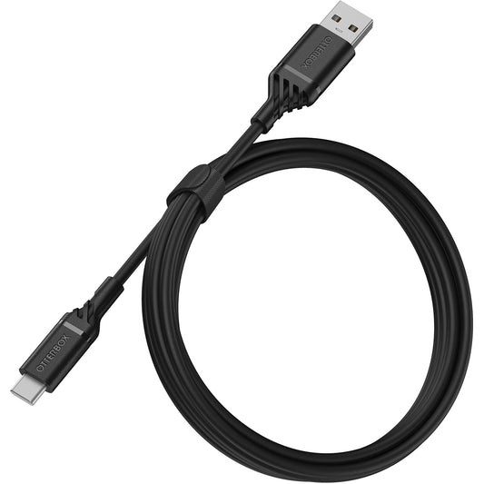 OtterBox USB-C to USB-A (2.0) Cable (1M) - Black (78-52537), 3 AMPS (60W), 3K Bend/Flex,Samsung Galaxy,Apple iPhone,iPad,MacBook, 2 Years Warranty
