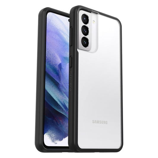 OtterBox React Samsung Galaxy S21 5G (6.2") Case Black Crystal (Clear/Black) - (77-81597),Antimicrobial,DROP+ Military Standard, 7 Years Warranty