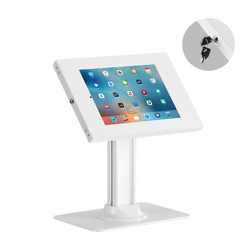 Brateck Anti-Theft Countertop Tablet Holder with Bolt Down Base Fit most  9.7” to 11” tablets - White 300x200x469mm, Anti-theft Lock with a Key (LS)