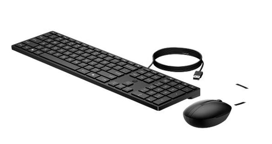 HP 320MK USB Wired Desktop Keyboard Mouse Combo Reduced-sized  Low-Profile Quiet Keys PlugPlay for Notebook Desktop PC WIN11/10 Black
