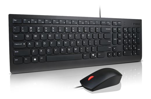 Lenovo Universal Wired USB Keyboard Mouse Combo Adjustable Tilt Leg Spill Resistant Copilot Keyboard 1600 DPI Optical Sensor Mouse Plug  Play 1.8m
