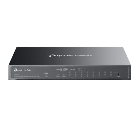 TP-Link ES210GMP Omada 10-Port Gigabit Easy Managed Switch with 8-Port PoE+,  Flow Control, Loopback Detection, Port Isolation, Port Mirroring, LAG, V