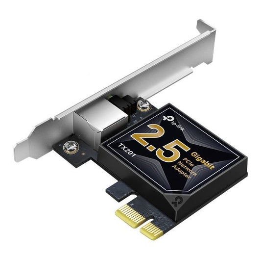 TP-Link TX201 2.5G 2.5 Gigabit PCI Express Network Adapter Low-Profile  Full-Height Brackets 1× PCI Express 2.1 x 1, 1× RJ45 Gigabit/Megabit Port (NI