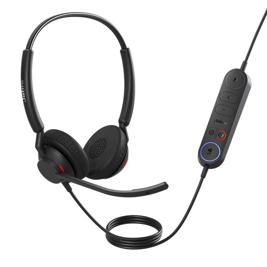 Jabra Engage 40 (Inline Link) MS Teams Dual USB-C/A Corded Headsets, Lightweight  sturdy, Double the mic, Busylight, Hearing Protection Audio Quality