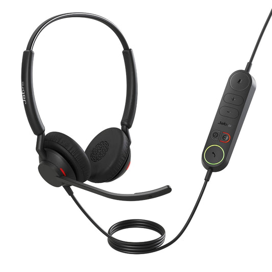 Jabra Engage 40 (Inline Link) UC Dual USB-C/A Corded Headsets, Lightweight  sturdy, Double the mic, Busylight, Hearing Protection Audio Quality
