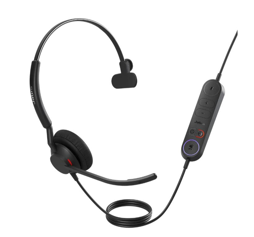 Jabra Engage 40 (Inline Link) MS Teams Mono USB-C/A Corded Headsets, Lightweight  sturdy, Double the mic, Busylight, Hearing Protection Audio Quality