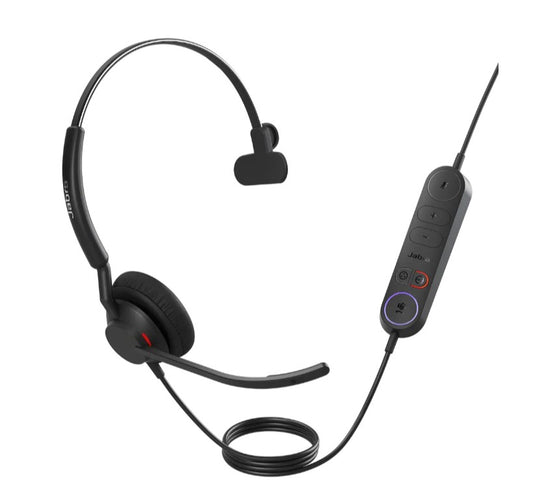 Jabra Engage 40 (Inline Link) MS Teams Mono USB-C/A Corded Headsets, Lightweight  sturdy, Double the mic, Busylight, Hearing Protection Audio Quality