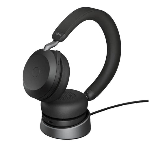 Jabra Evolve2 75 USB-C Link380c MS Stereo Stand Black, 8-Mic Technology, 36 Hours Battery  Fast Charge, Dual-Foam Tech, Discreet Hide-Away Boom Arm