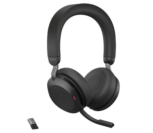 Jabra Evolve2 75 USB-C Link380a UC Stereo Black, 8-Mic Technology, 36 Hours Battery  Fast Charge, Dual-Foam Tech, Discreet Hide-Away Boom Arm