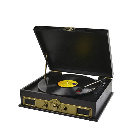(LS)mbeat® Vintage USB Turntable with Bluetooth Speaker and AM/FM Radio -  Vinyl Turntable Record Player , USB, AUX-in, Vinyl 33/45/78 - Black