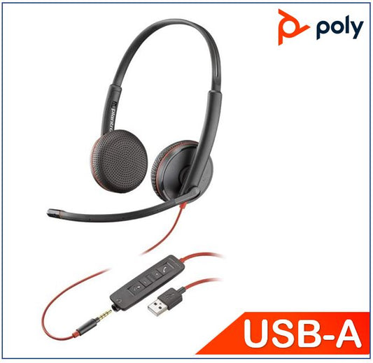 Plantronics/Poly Blackwire 3225 Headset, USB-A, Stereo, 3.5mm duo corded, Noise canceling, Dynamic EQ, SoundGuard, Intuitive call control, **PROMO**