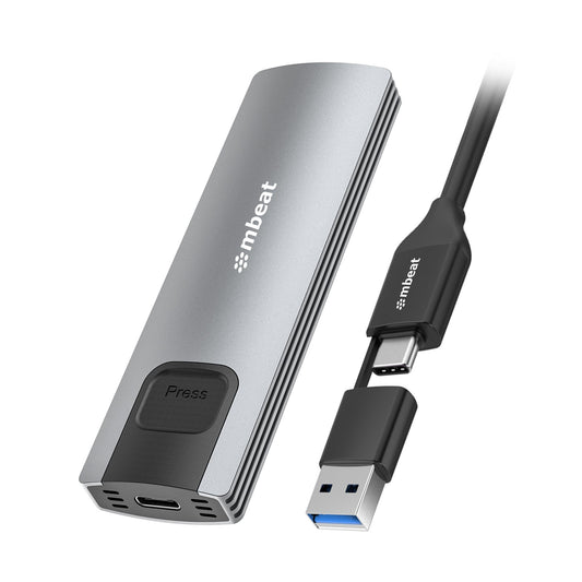 mbeat® 10Gbps M.2 NVMe SATA SSD Enclosure  Easily install  Versatile Storage Options up to 4TB USB Connectivity with 2-in-1 Cable Package Weight: 102g