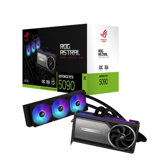 ASUS nVidia GeForce ROG-ASTRAL-LC-RTX5090-O32G-GAMING 32GB GDDR7 2580MHz Boost 28Gbps 512-bit Digital Max Res 7680 x 4320 Liquid Cool