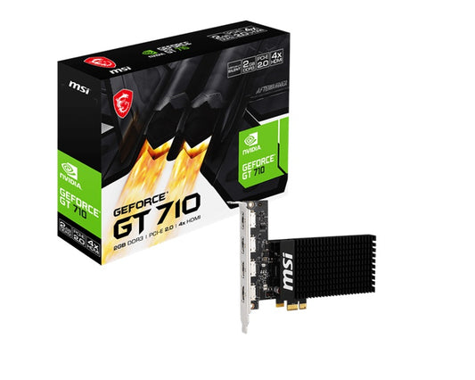 MSI nVidia Geforce GT 710 2GD3H 4HDMI VGA CARD 2GB DDR3 1600 MHz 4xHDMI PCIE2.0x1 954 MHz Core Clock